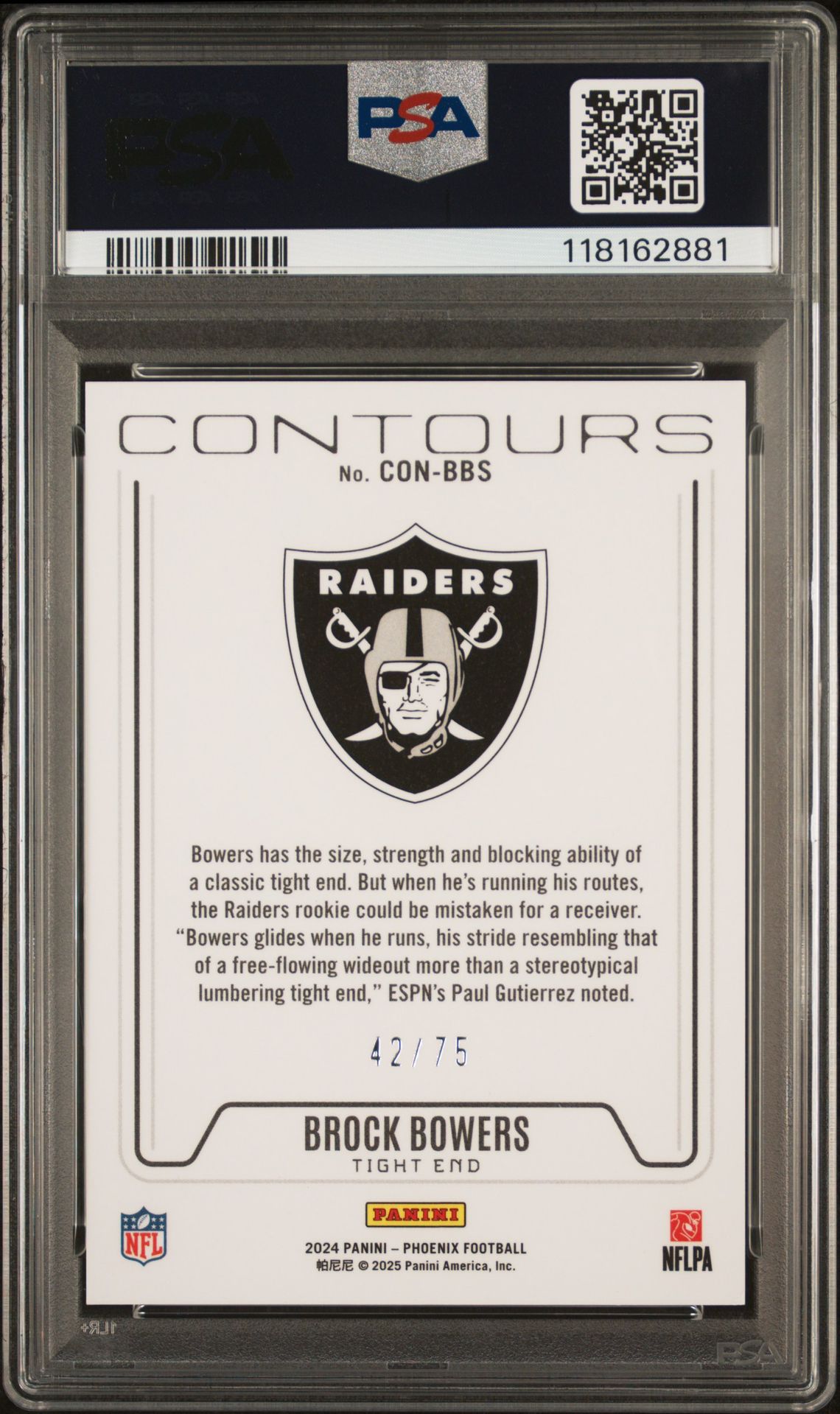 2024 Panini Phoenix Contours Brock Bowers #Conbbs (Contours-Bronze) Mint 9 back