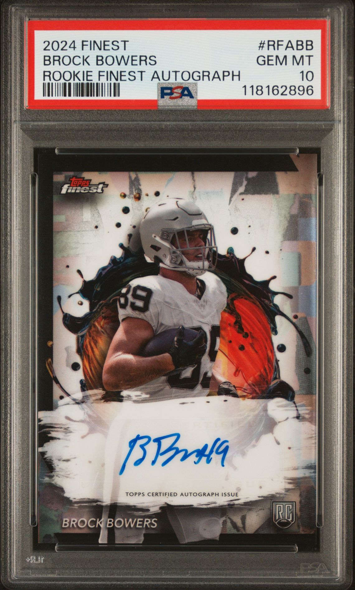 2024 Topps Finest Rookie Finest Autographs Brock Bowers #Rfabb Gem Mt 10 front