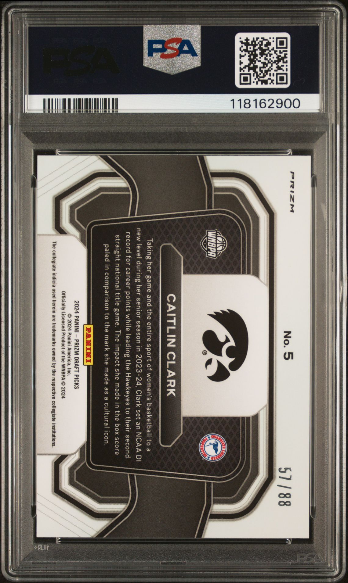 2024 Panini Prizm Draft Picks Campus Legends Caitlin Clark #5 (Campus Legend-Red Scope) Gem Mt 10 back