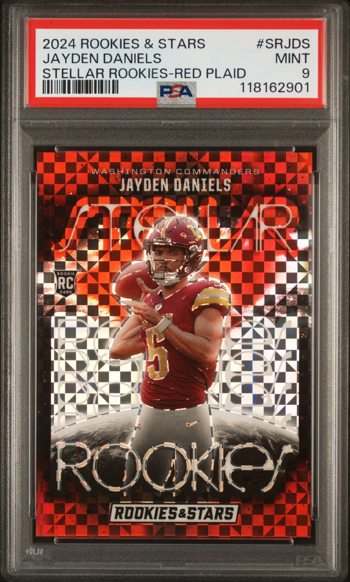 2024 Panini Rookies & Stars Stellar Rookies Jayden Daniels #Srjds (Stellar Rookies-Red Plaid) Mint 9 front