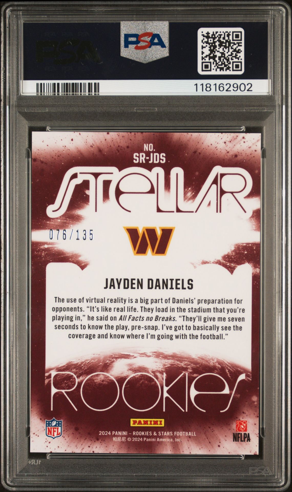 2024 Panini Rookies & Stars Stellar Rookies Jayden Daniels #Srjds (Stellar Rookies-Pandora) Mint 9 back