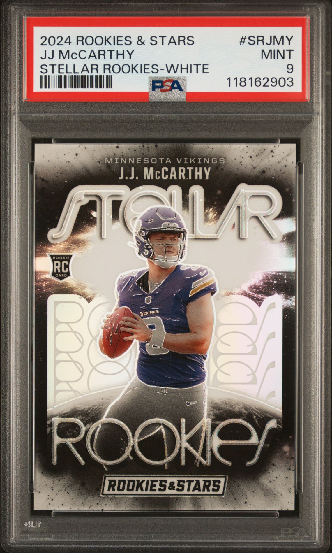 2024 Panini Rookies & Stars Stellar Rookies Jj Mccarthy #Srjmy (Stellar Rookies-White) Mint 9 front