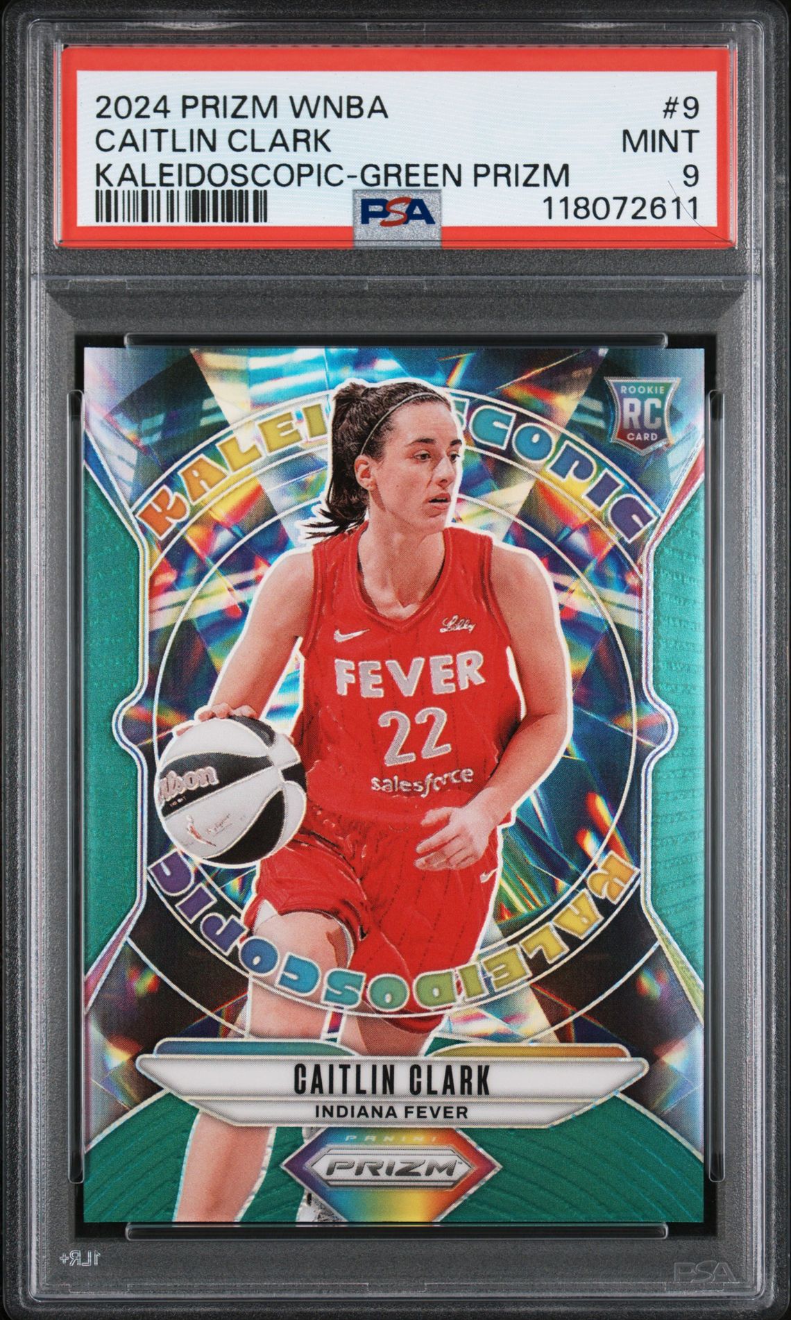 2024 Panini Prizm Wnba Kaleidoscopic Caitlin Clark #9 (Kaleidoscopic-Green Prizm) Mint 9 front