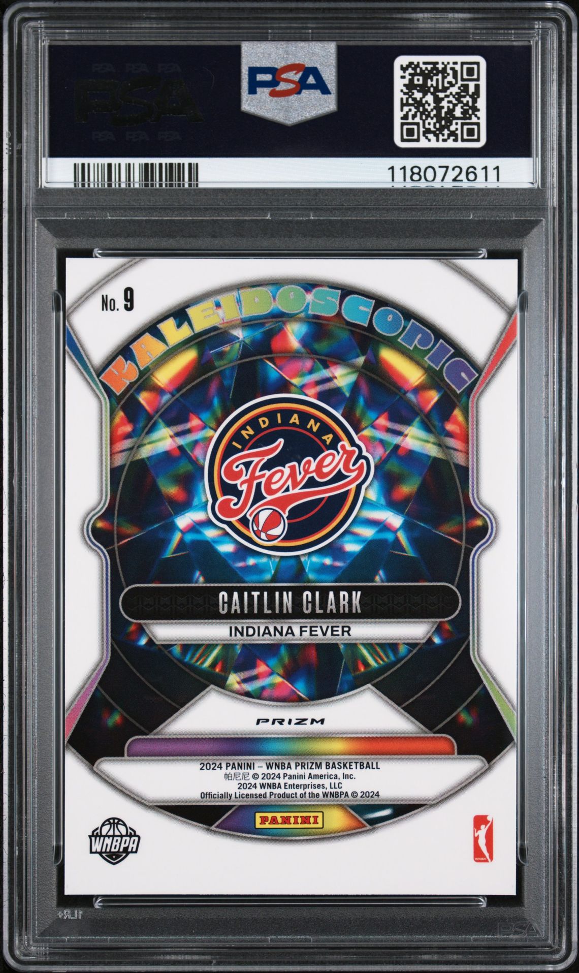 2024 Panini Prizm Wnba Kaleidoscopic Caitlin Clark #9 (Kaleidoscopic-Green Prizm) Mint 9 back