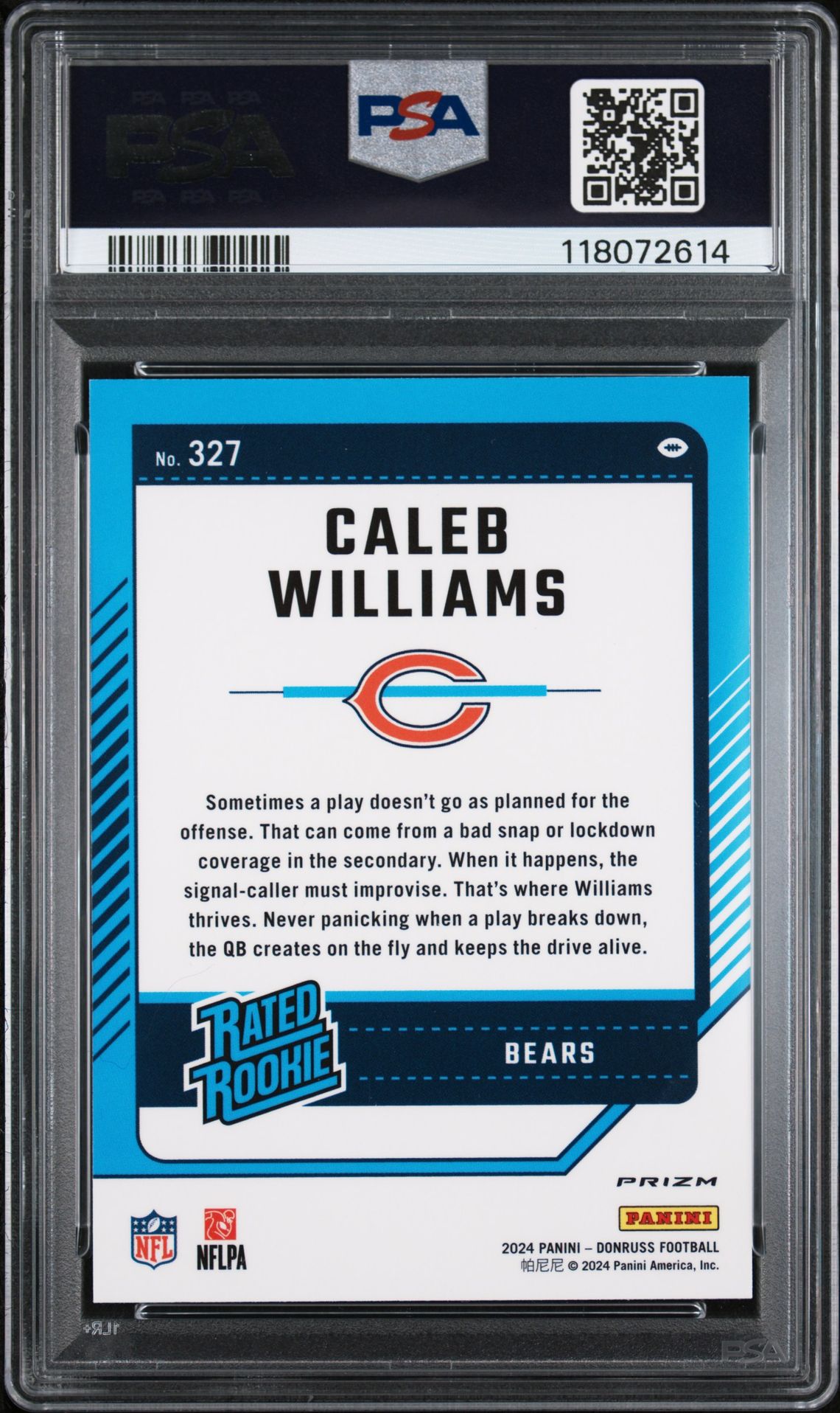 2024 Panini Donruss Caleb Williams #327 (Optic Preview) Mint 9 back