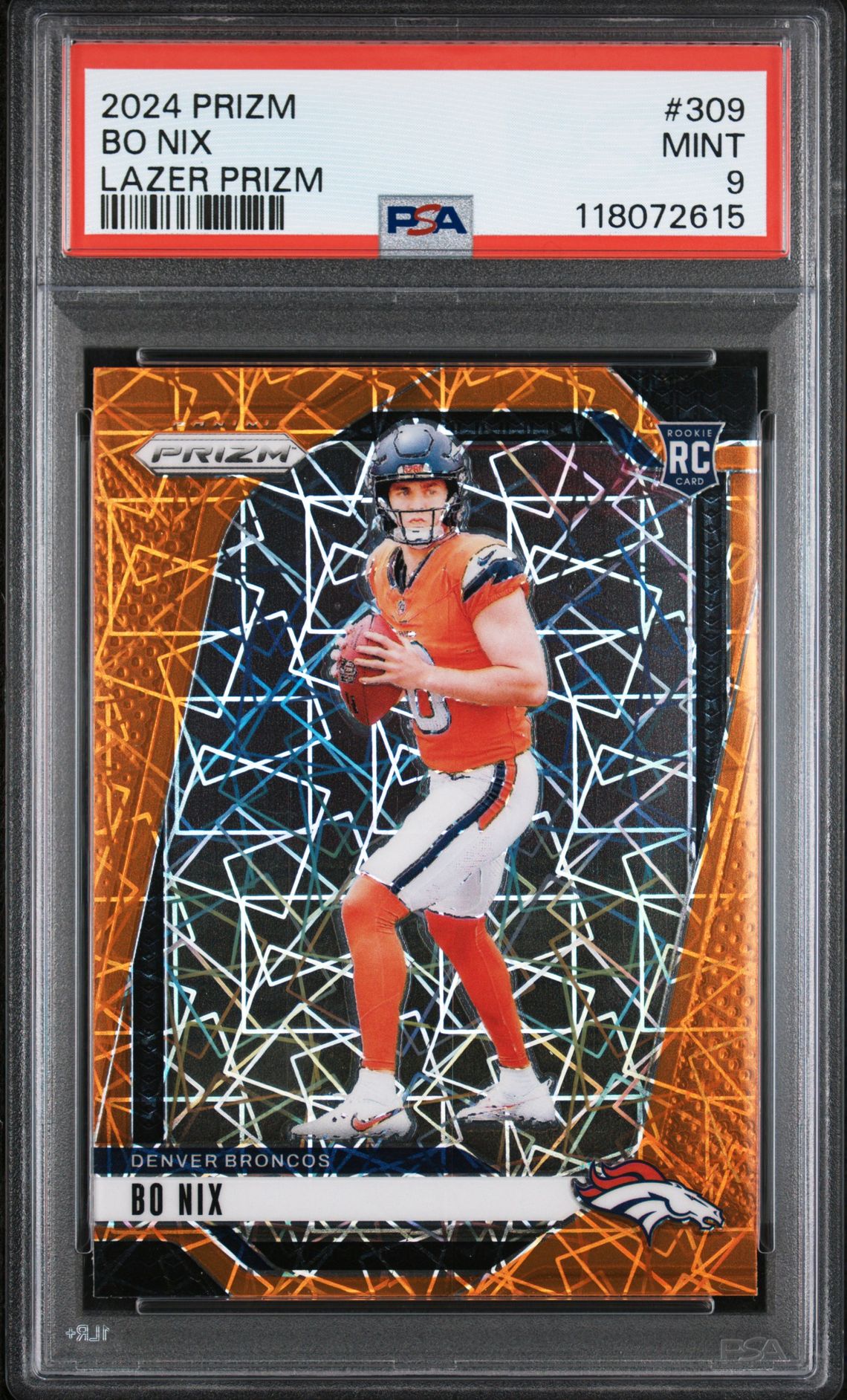 2024 Panini Prizm Bo Nix #309 (Lazer Prizm) Mint 9 front