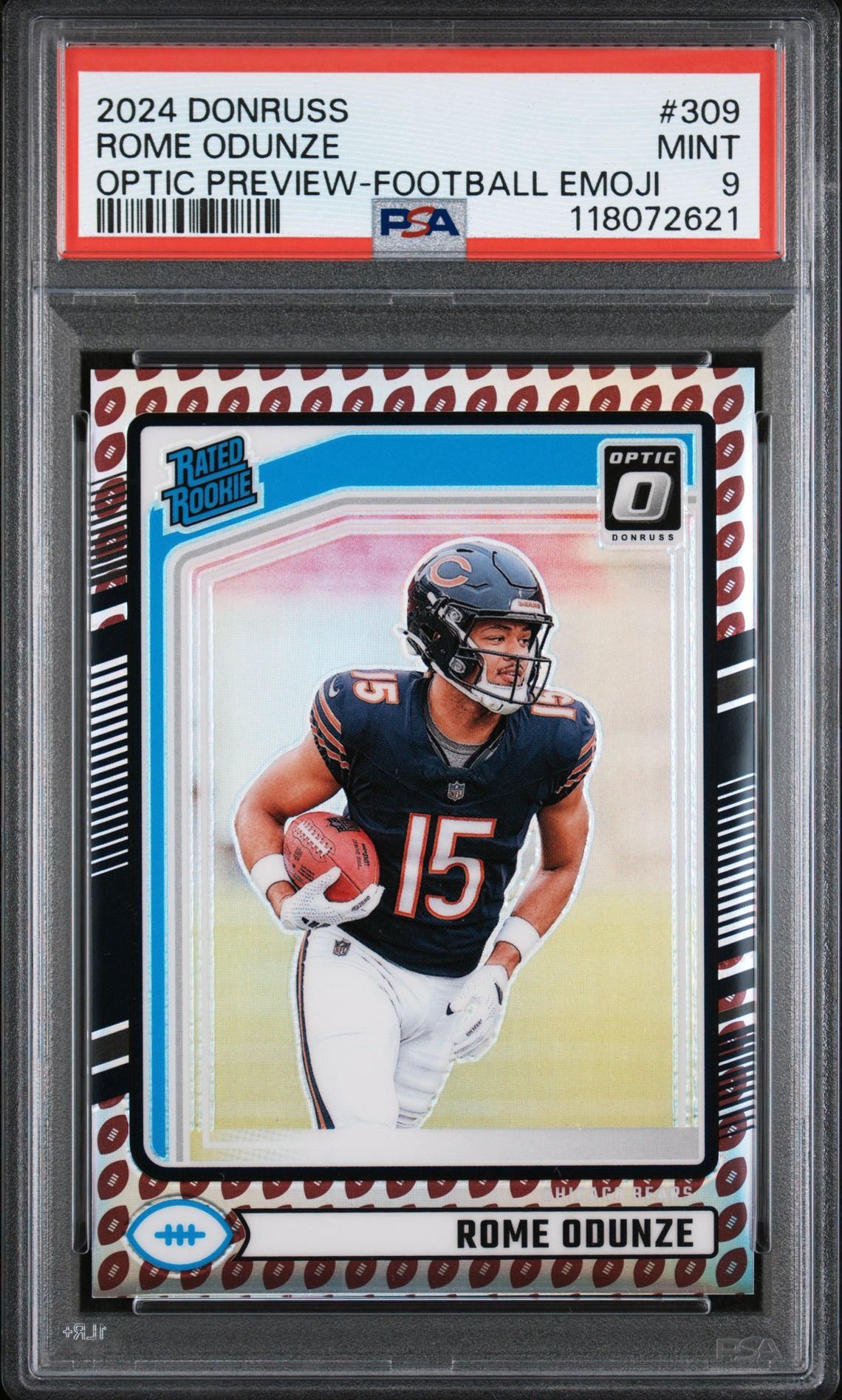 2024 Panini Donruss Rome Odunze #309 (Optic Preview-Football Emoji) Mint 9 front