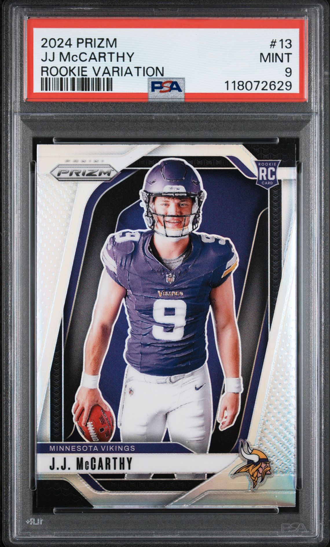 2024 Panini Prizm Rookie Variation Jj Mccarthy #13 Mint 9 front