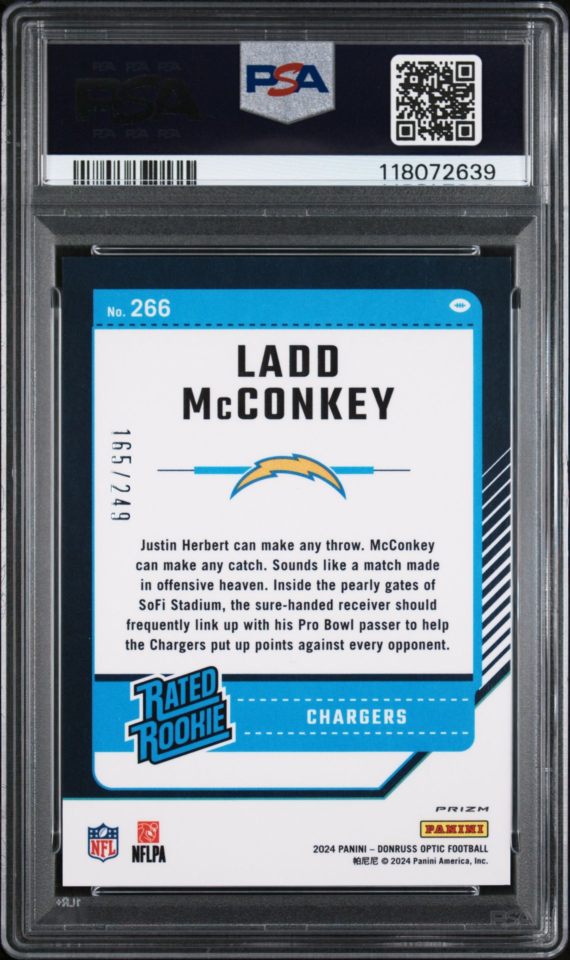2024 Panini Donruss Optic Ladd Mcconkey #266 (Orange) Gem Mt 10 back