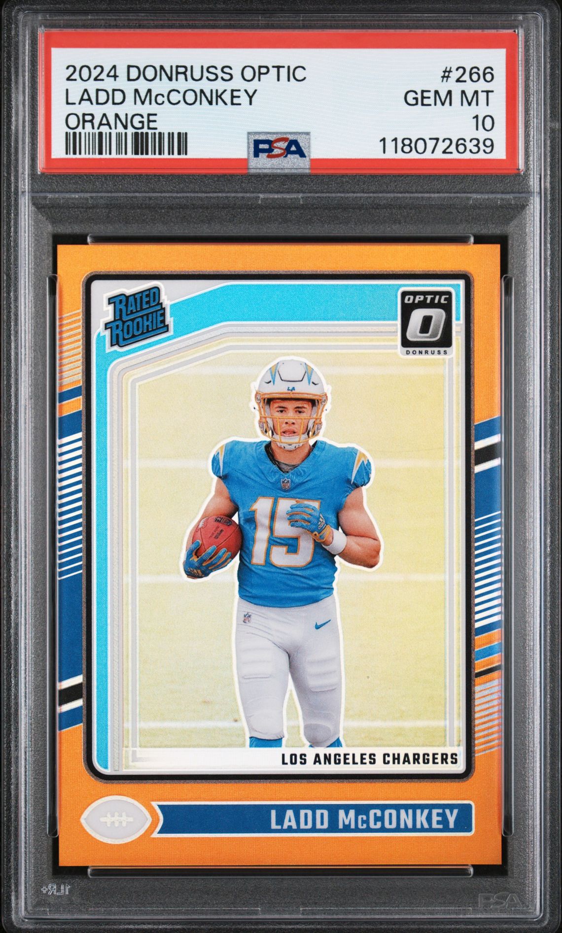 2024 Panini Donruss Optic Ladd Mcconkey #266 (Orange) Gem Mt 10 front