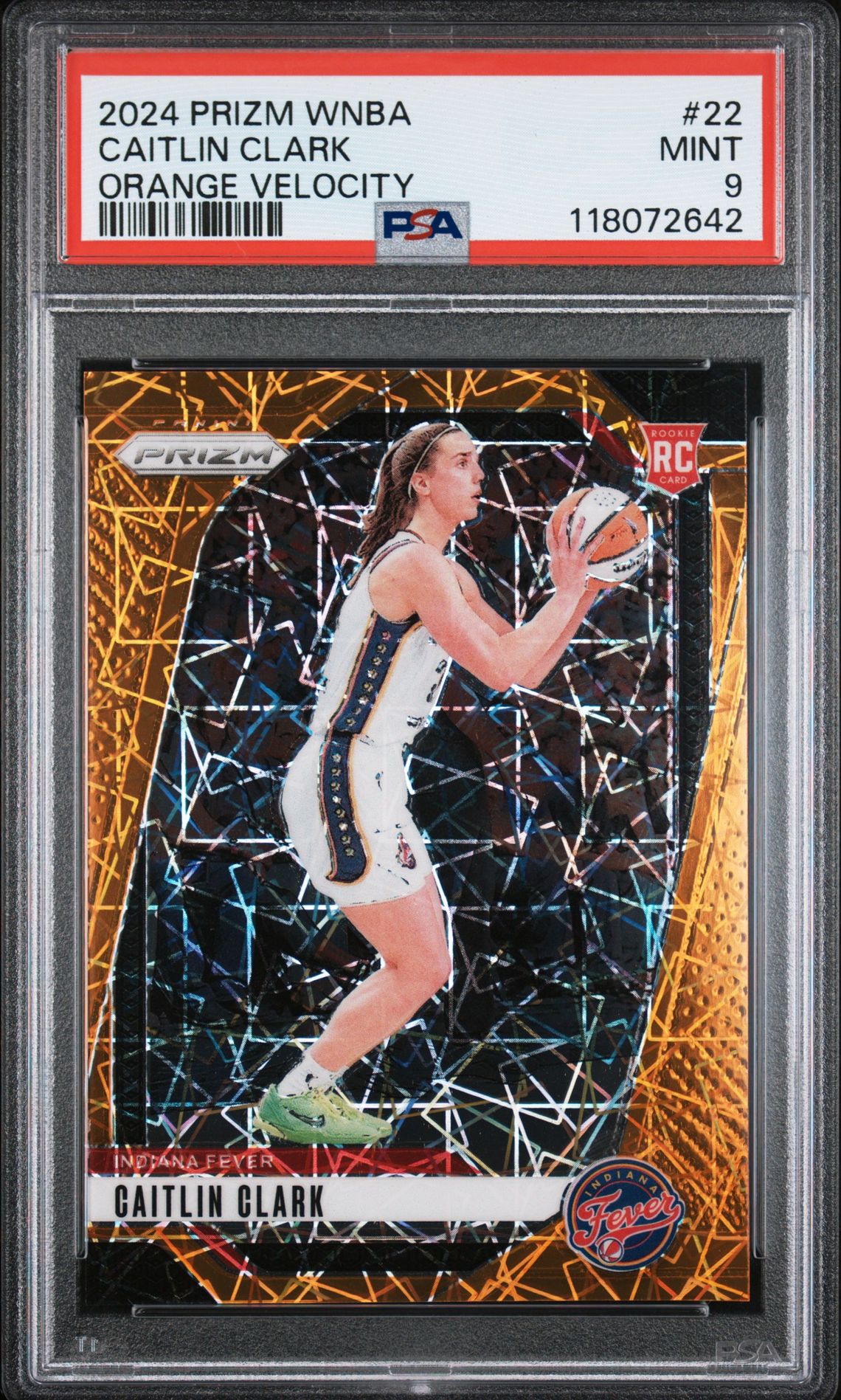 2024 Panini Prizm Wnba Caitlin Clark #22 (Orange Velocity) Mint 9 front