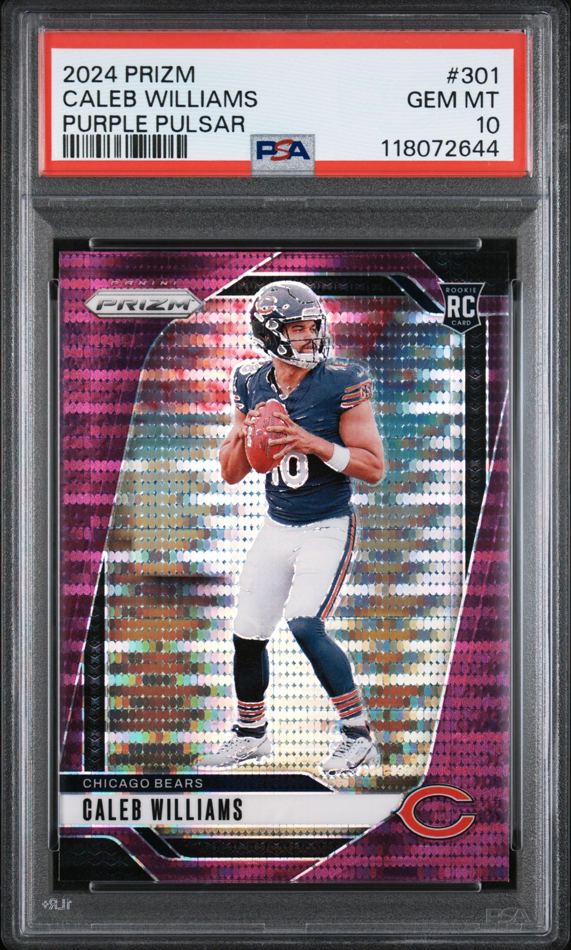 2024 Panini Prizm Caleb Williams #301 (Purple Pulsar) Gem Mt 10 front