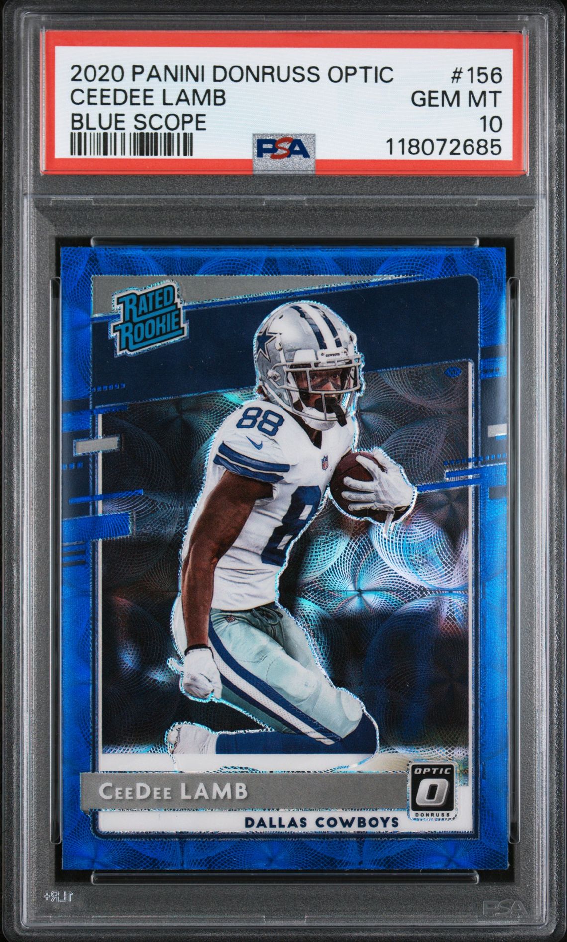 2020 Panini Donruss Optic Ceedee Lamb #156 (Blue Scope) Gem Mt 10 front