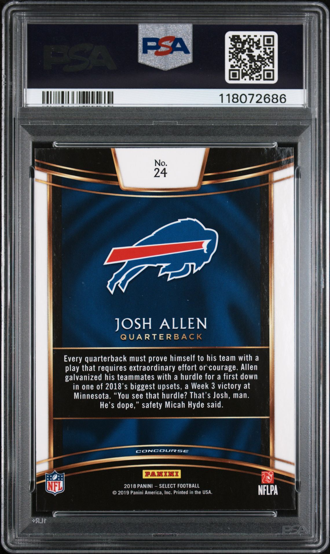 2018 Panini Select Josh Allen #24 Mint 9 back