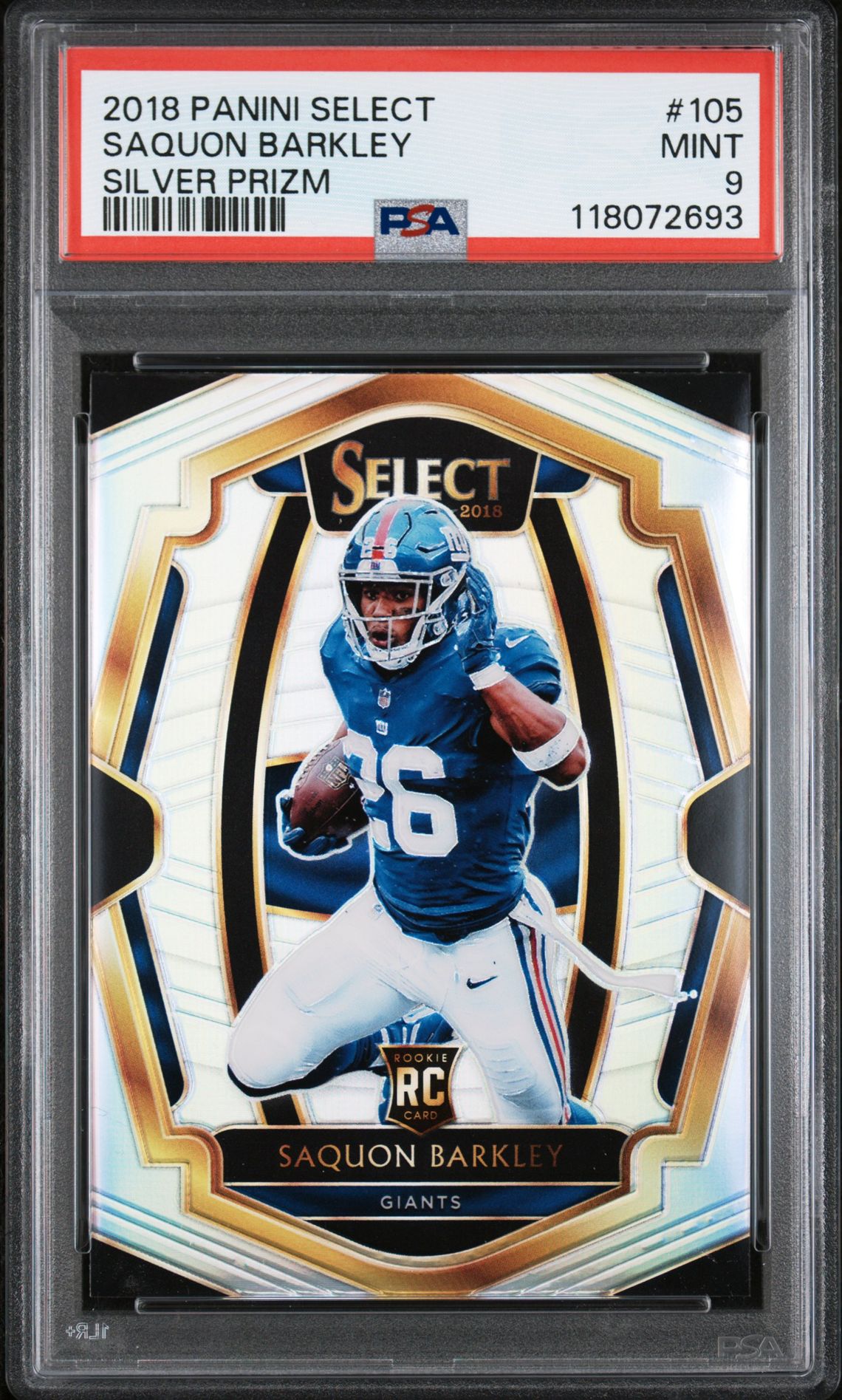 2018 Panini Select Saquon Barkley #105 (Silver Prizm) Mint 9 front