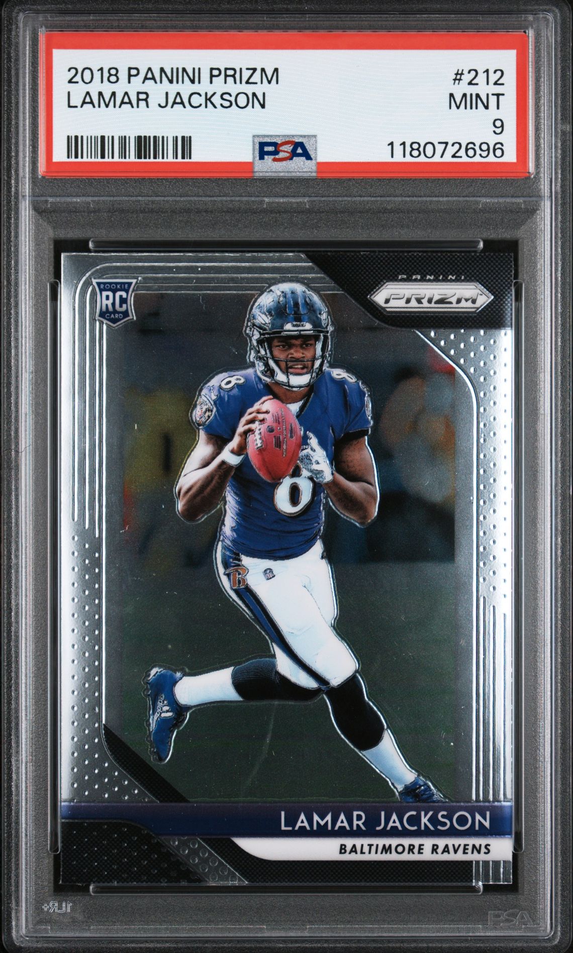 2018 Panini Prizm Lamar Jackson #212 Mint 9 front