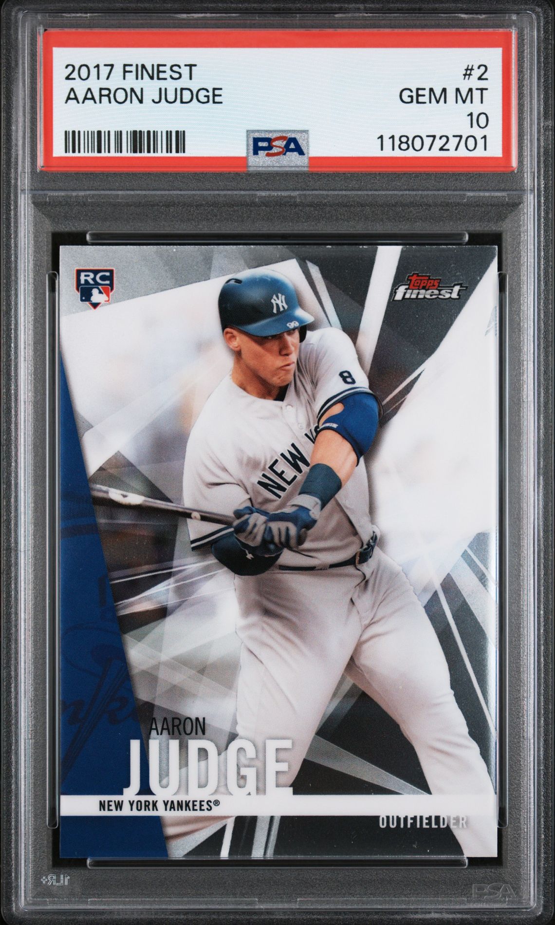 2017 Finest Aaron Judge #2 Gem Mt 10 front