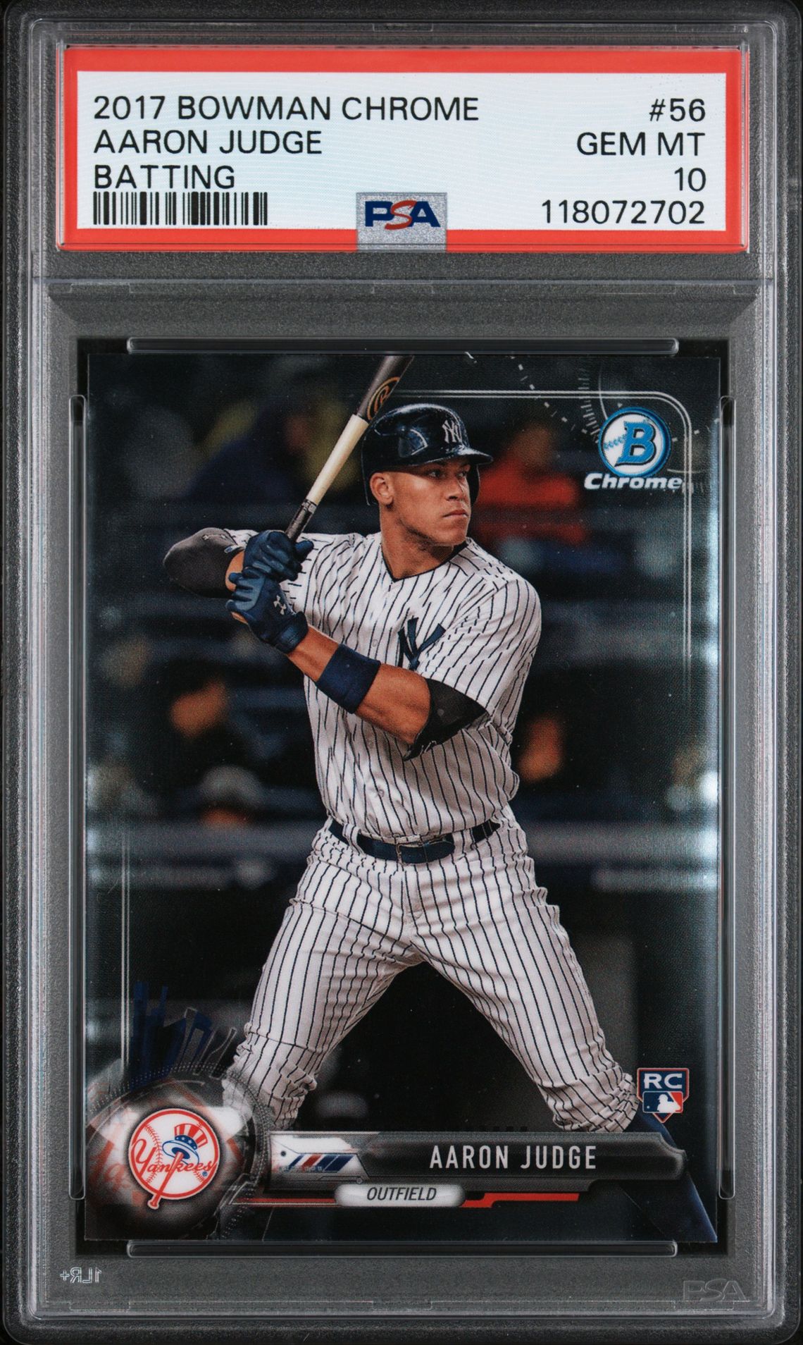 2017 Bowman Chrome Aaron Judge #56 (Batting) Gem Mt 10 front