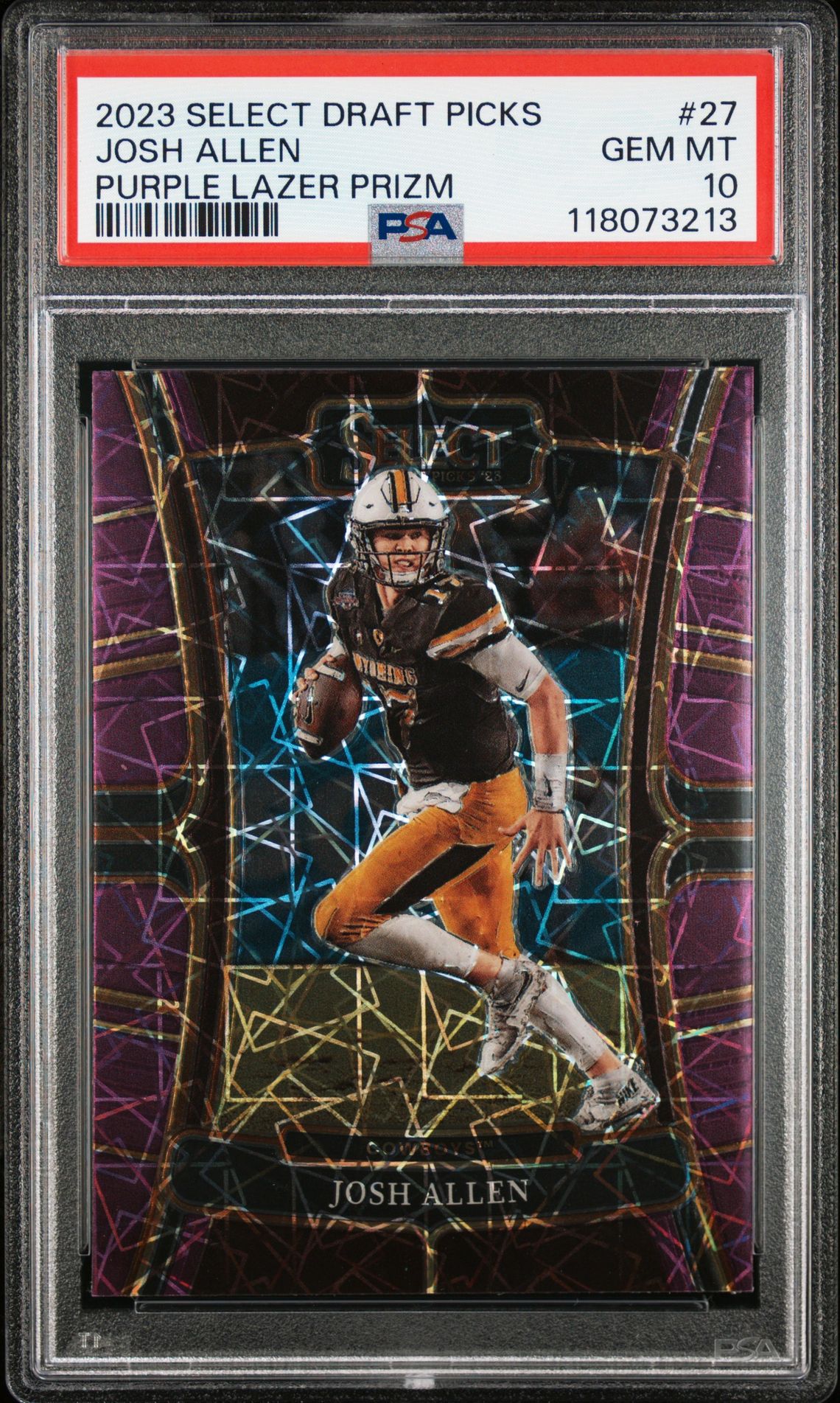 2023 Panini Select Draft Picks Josh Allen #27 (Purple Lazer Prizm) Gem Mt 10 front