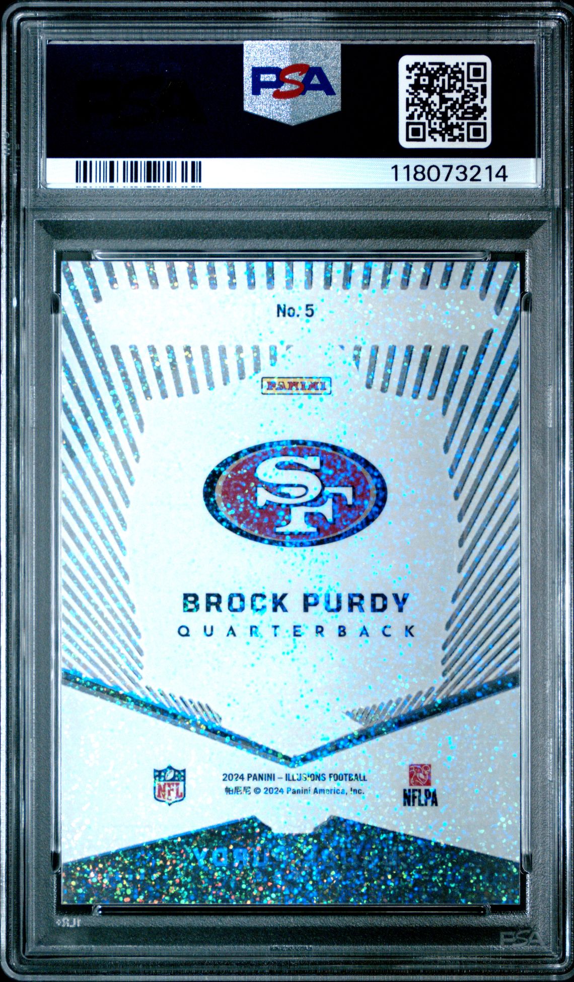 2024 Panini Illusions Abracadabra Brock Purdy #5 (Abracadabra-Stardust) Mint 9 back