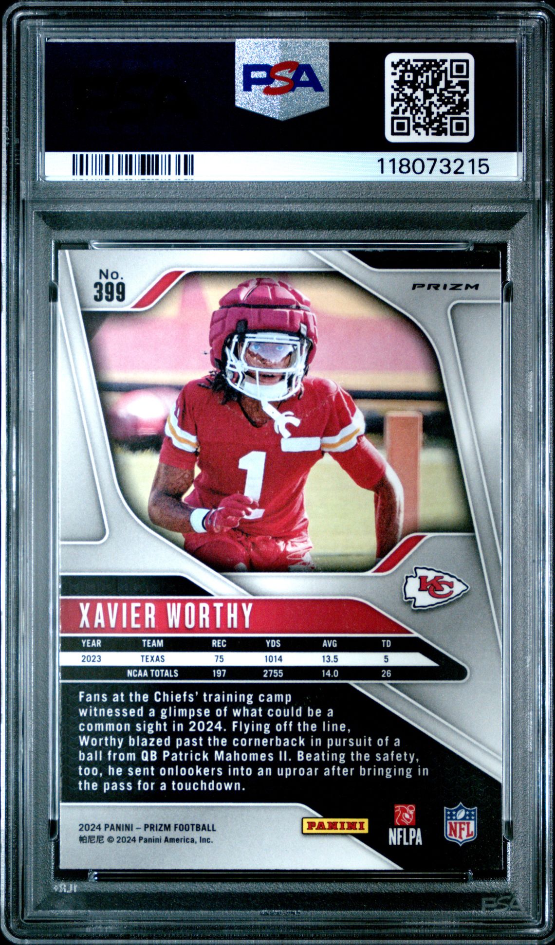 2024 Panini Prizm Xavier Worthy #399 (Pink Wave) Mint 9 back