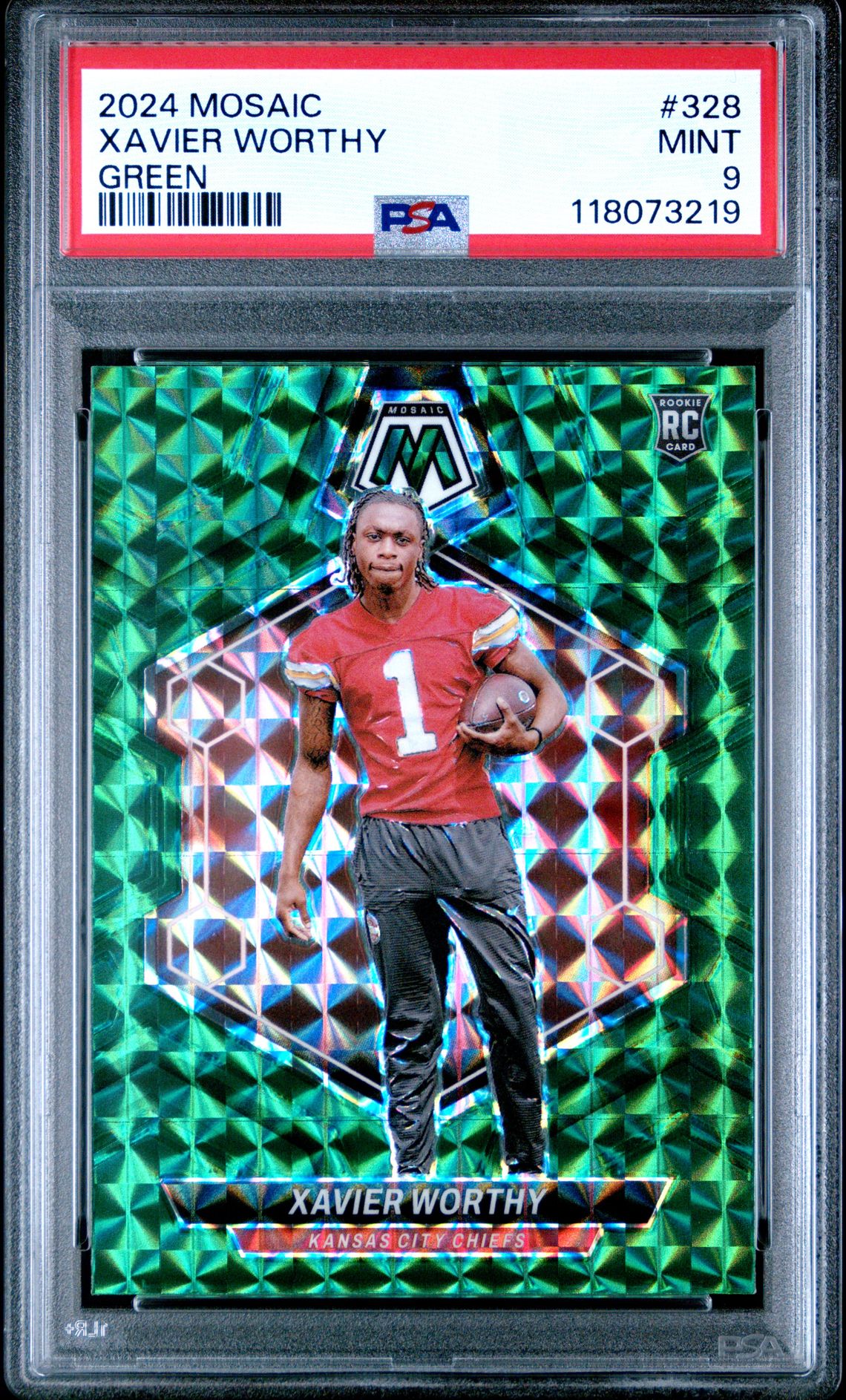 2024 Panini Mosaic Xavier Worthy #328 (Green) Mint 9 front