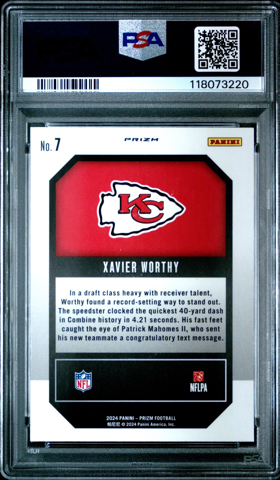 2024 Panini Prizm Emergent Xavier Worthy #7 (Emergent-Green Prizm) Mint 9 back