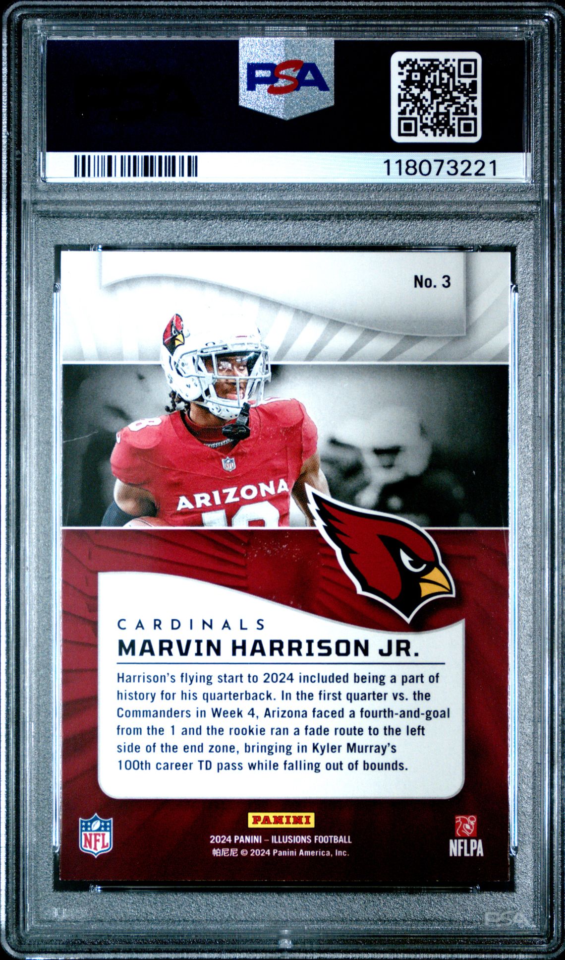 2024 Panini Illusions Marvin Harrison Jr. #3 (Trophy Collection Emerald) Gem Mt 10 back