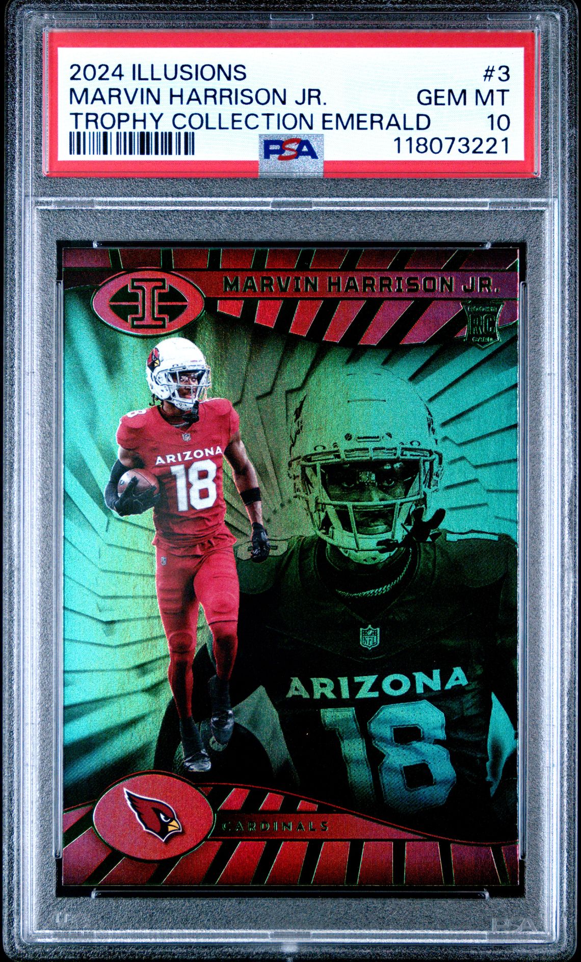 2024 Panini Illusions Marvin Harrison Jr. #3 (Trophy Collection Emerald) Gem Mt 10 front