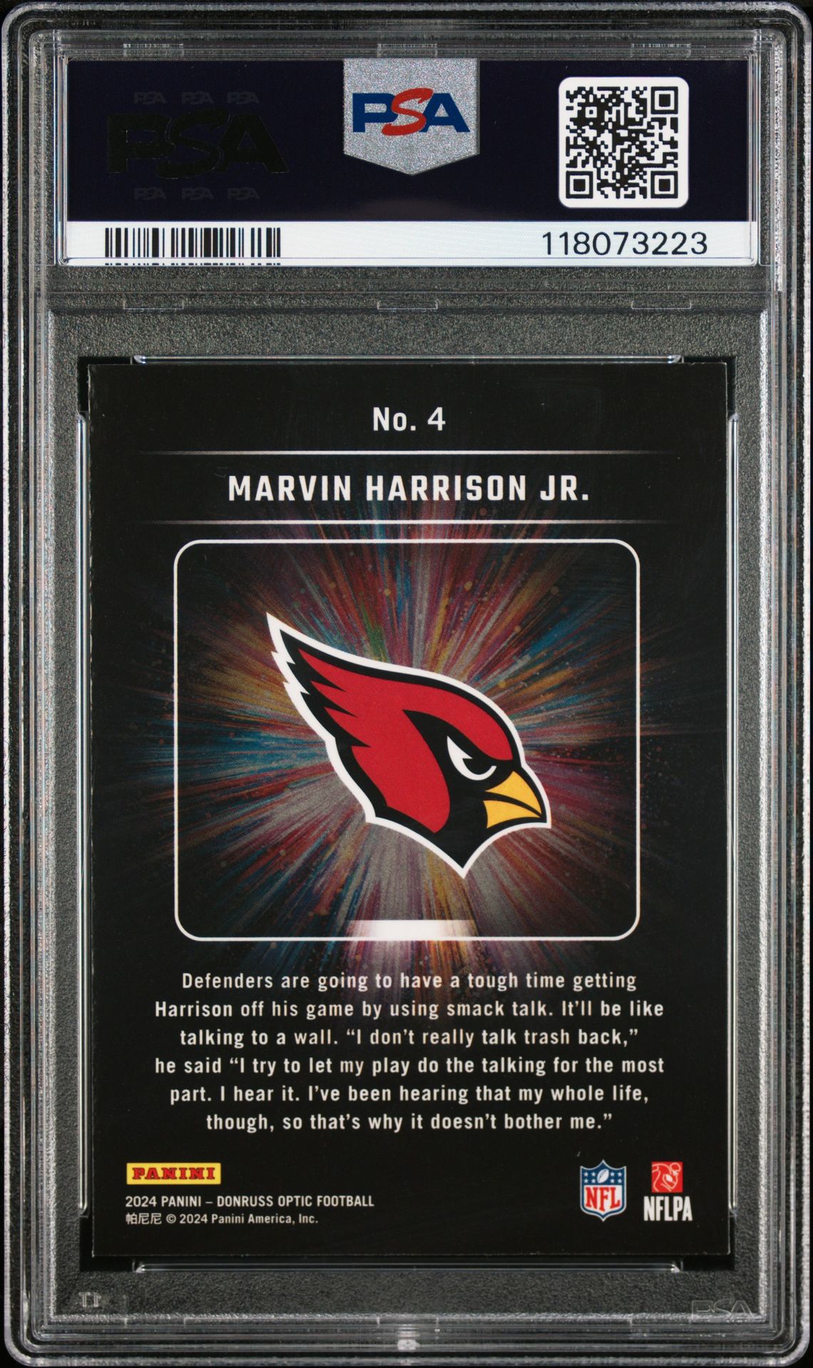 2024 Panini Donruss Optic Light It Up Marvin Harrison Jr. #4 Nm-Mt 8 back