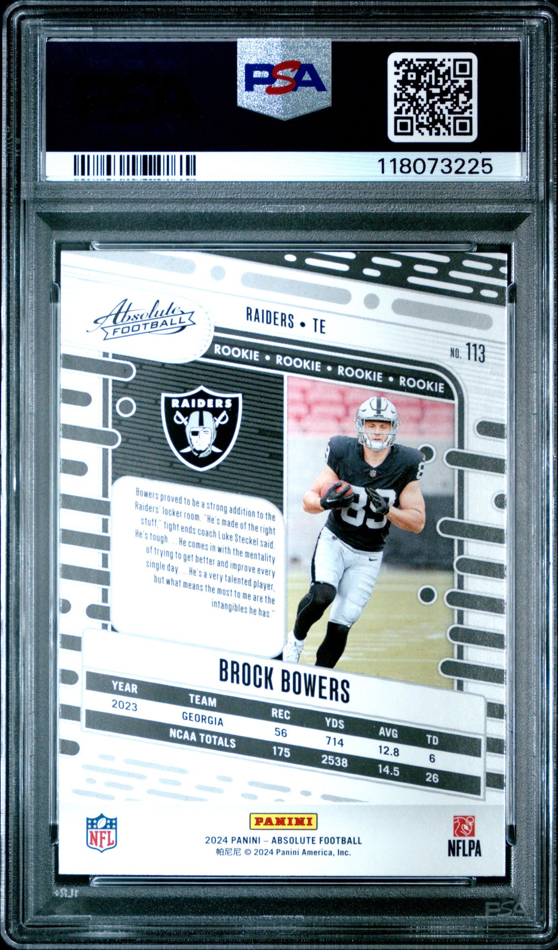 2024 Panini Absolute Brock Bowers #113 Nm-Mt 8 back