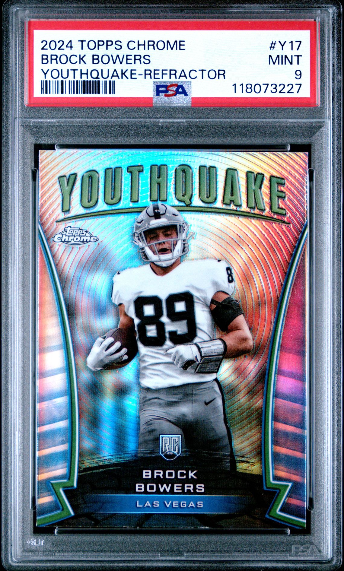 2024 Topps Chrome Youthquake Brock Bowers #Y17 (Youthquake-Refractor) Mint 9 front