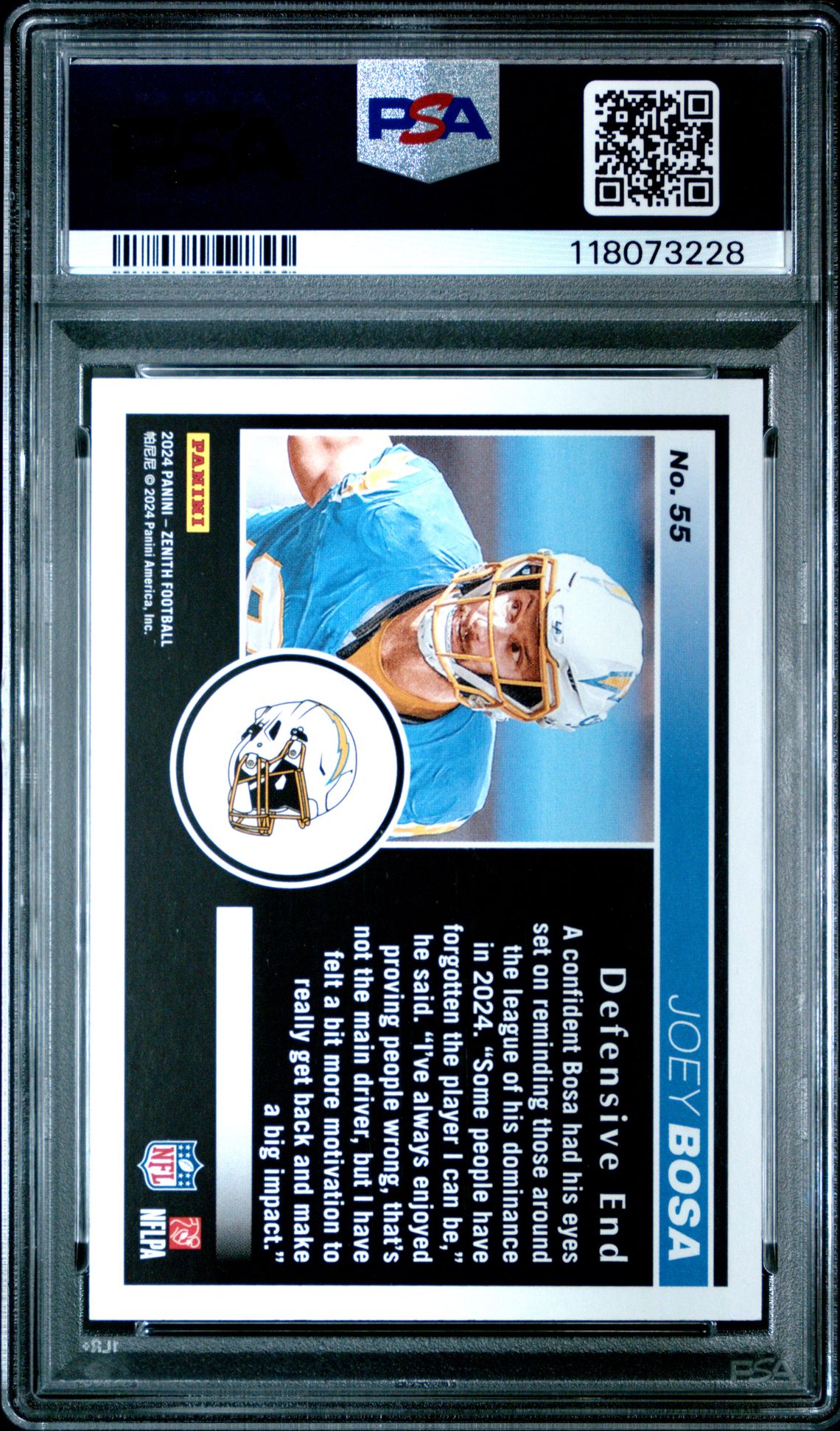 2024 Panini Zenith Joey Bosa #55 (1St Down) Gem Mt 10 back