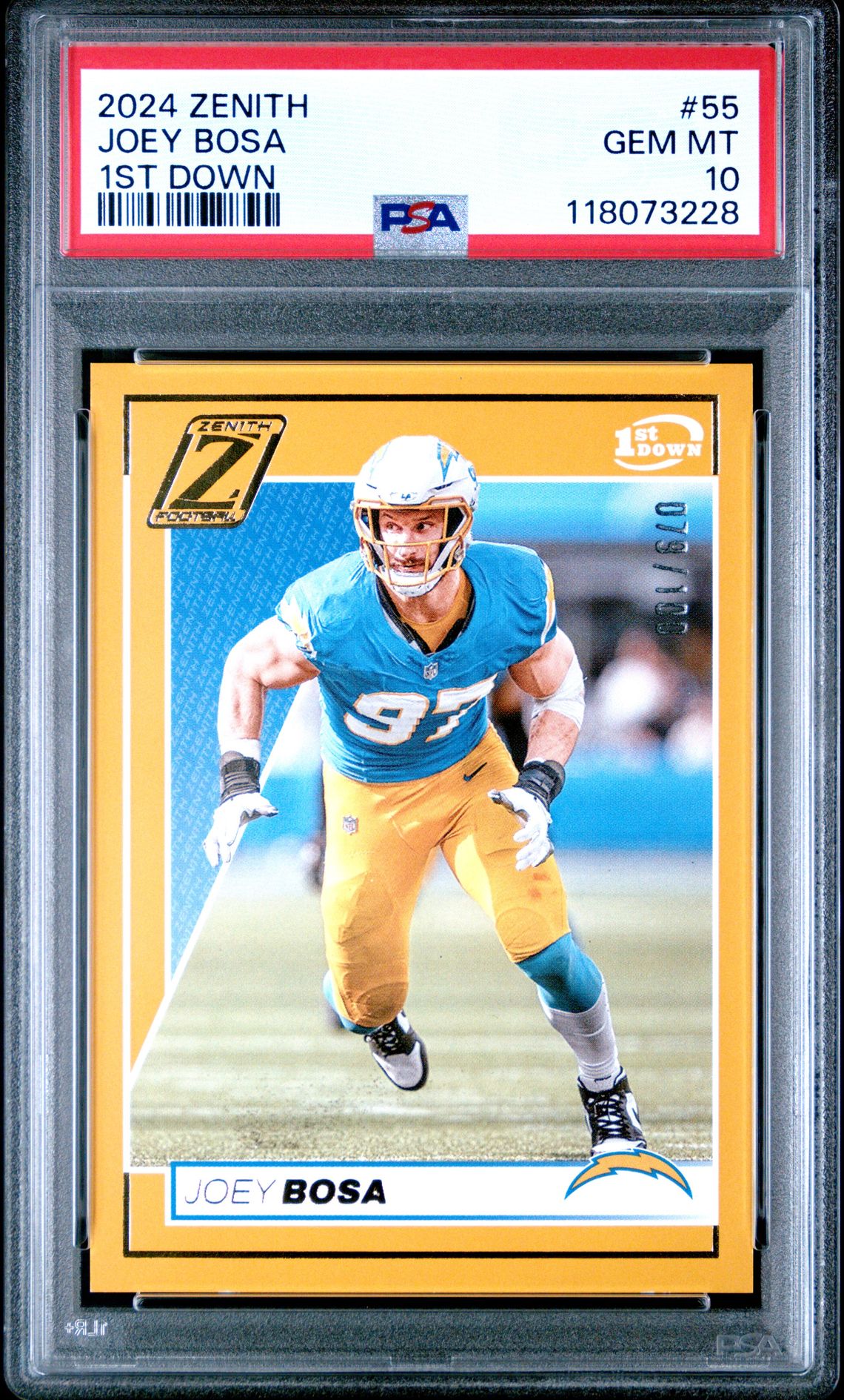2024 Panini Zenith Joey Bosa #55 (1St Down) Gem Mt 10 front