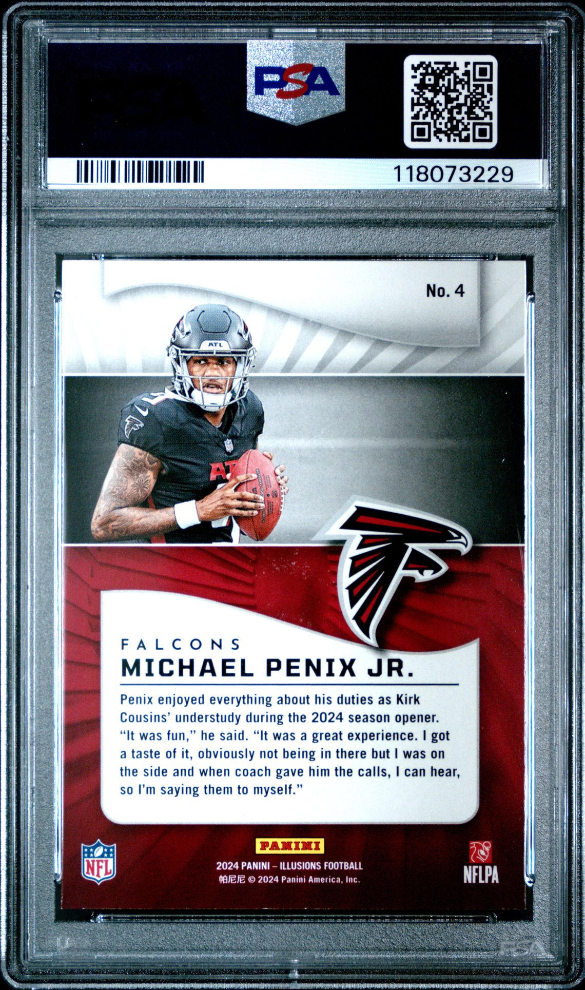 2024 Panini Illusions Michael Penix Jr. #4 (Trophy Collection Emerald) Mint 9 back