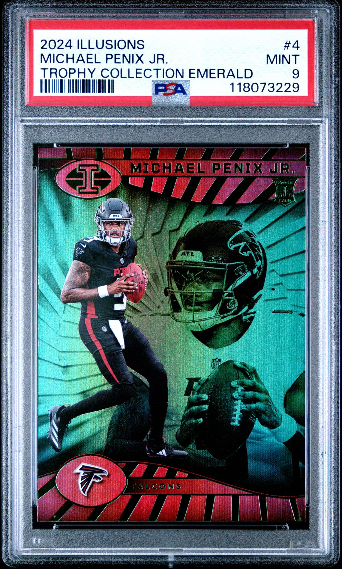 2024 Panini Illusions Michael Penix Jr. #4 (Trophy Collection Emerald) Mint 9 front