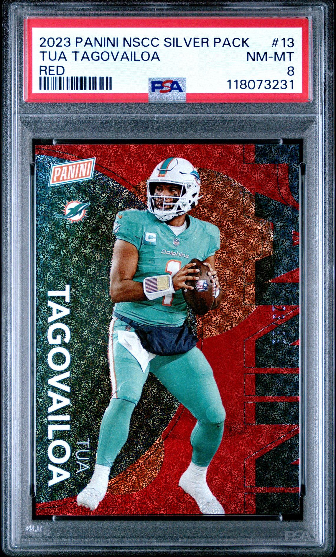2023 Panini National Sports Collectors Convention Silver Packs Tua Tagovailoa #13 (Red) Nm-Mt 8 front