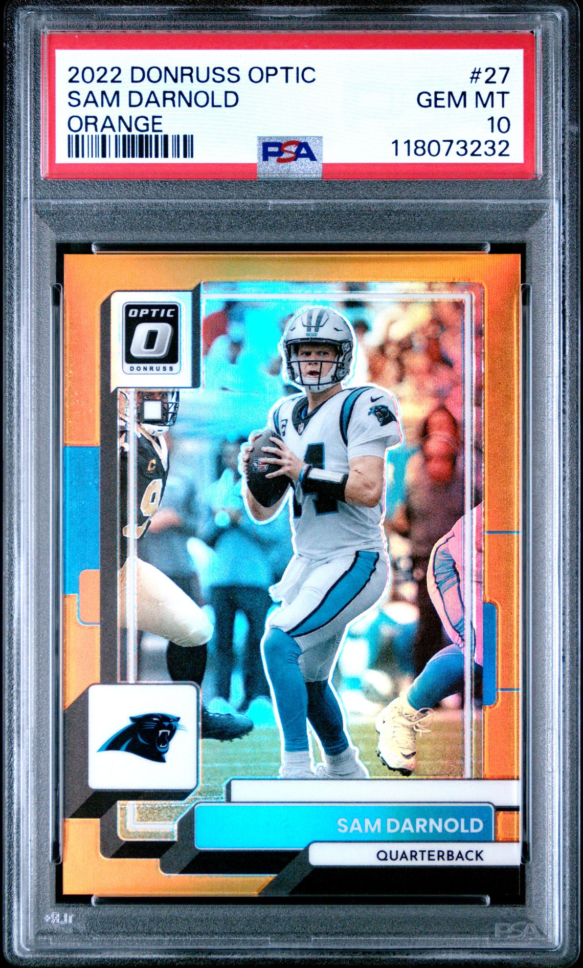 2022 Panini Donruss Optic Sam Darnold #27 (Orange) Gem Mt 10 front