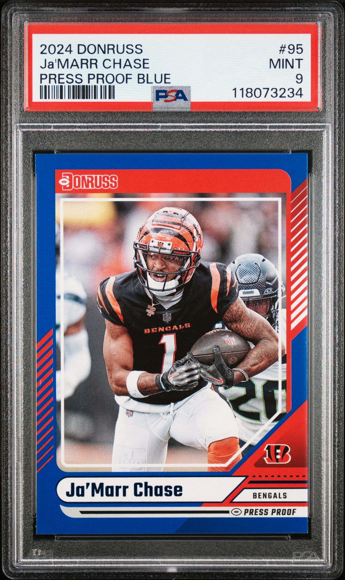 2024 Panini Donruss Ja'marr Chase #95 (Press Proof Blue) Mint 9 front