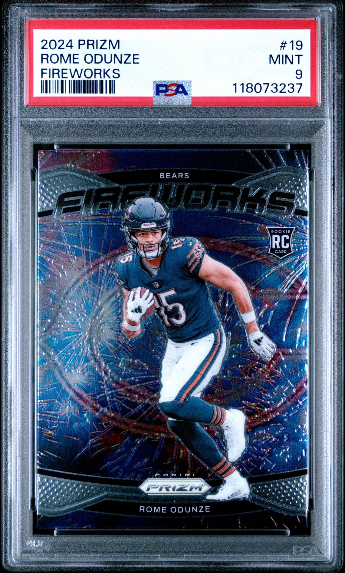 2024 Panini Prizm Fireworks Rome Odunze #19 Mint 9 front