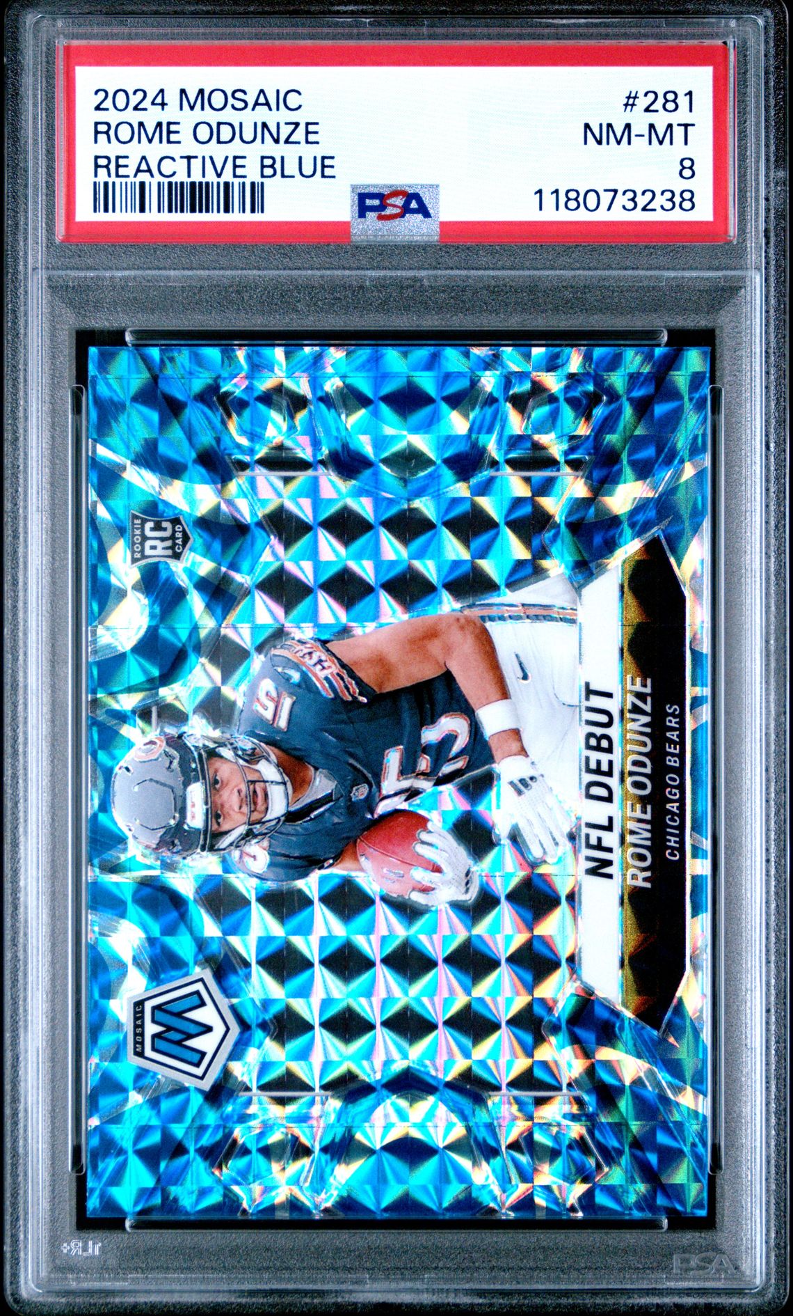 2024 Panini Mosaic Rome Odunze #281 (Reactive Blue) Nm-Mt 8 front