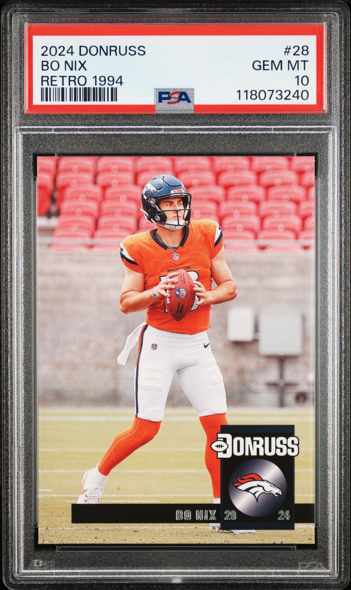 2024 Panini Donruss Retro 1994 Bo Nix #28 Gem Mt 10 front