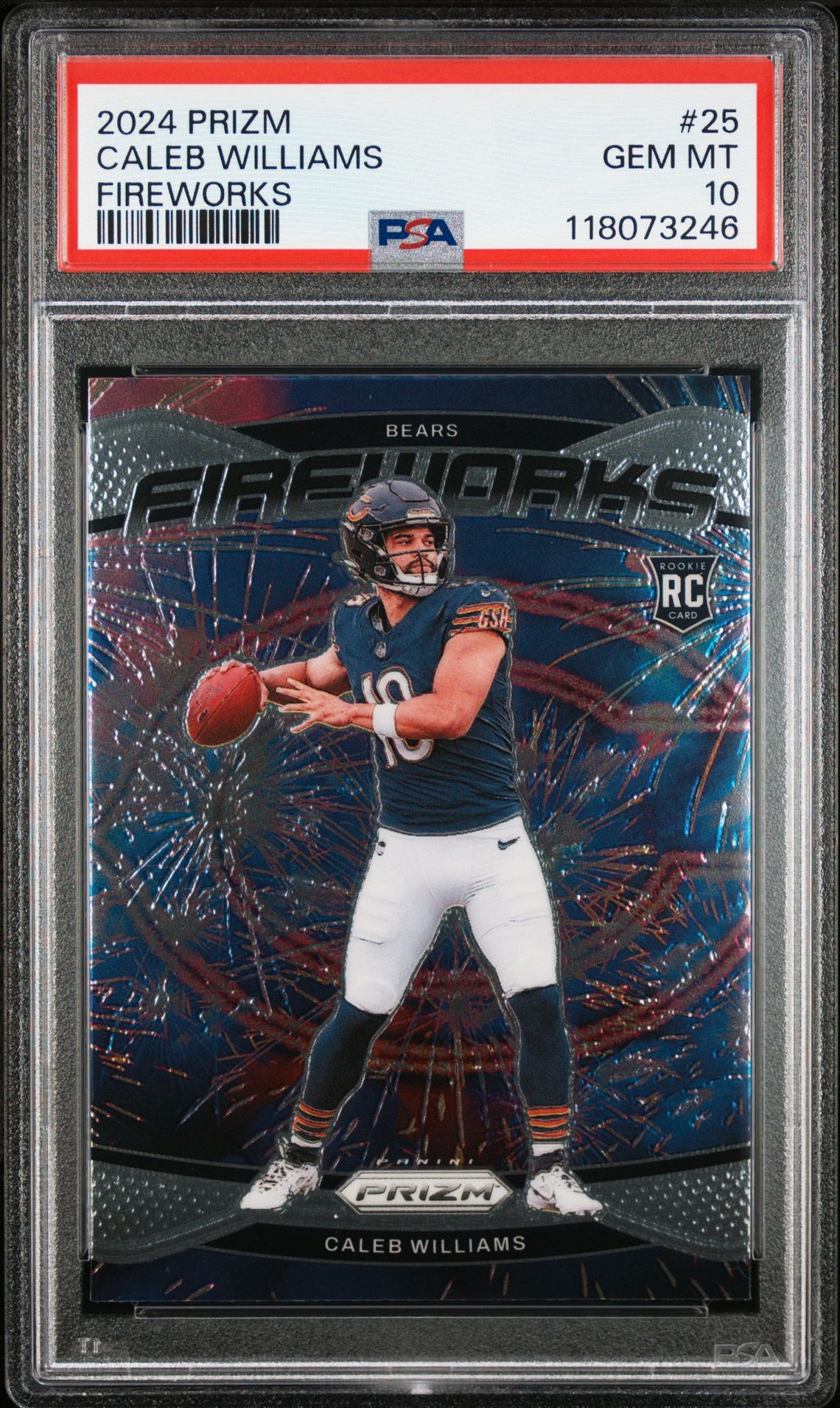 2024 Panini Prizm Fireworks Caleb Williams #25 Gem Mt 10 front