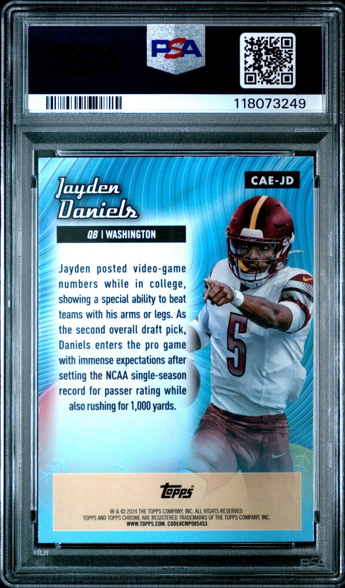 2024 Topps Chrome Chrome All-Etch Jayden Daniels #Caejd (Chrome All-Etch) Gem Mt 10 back