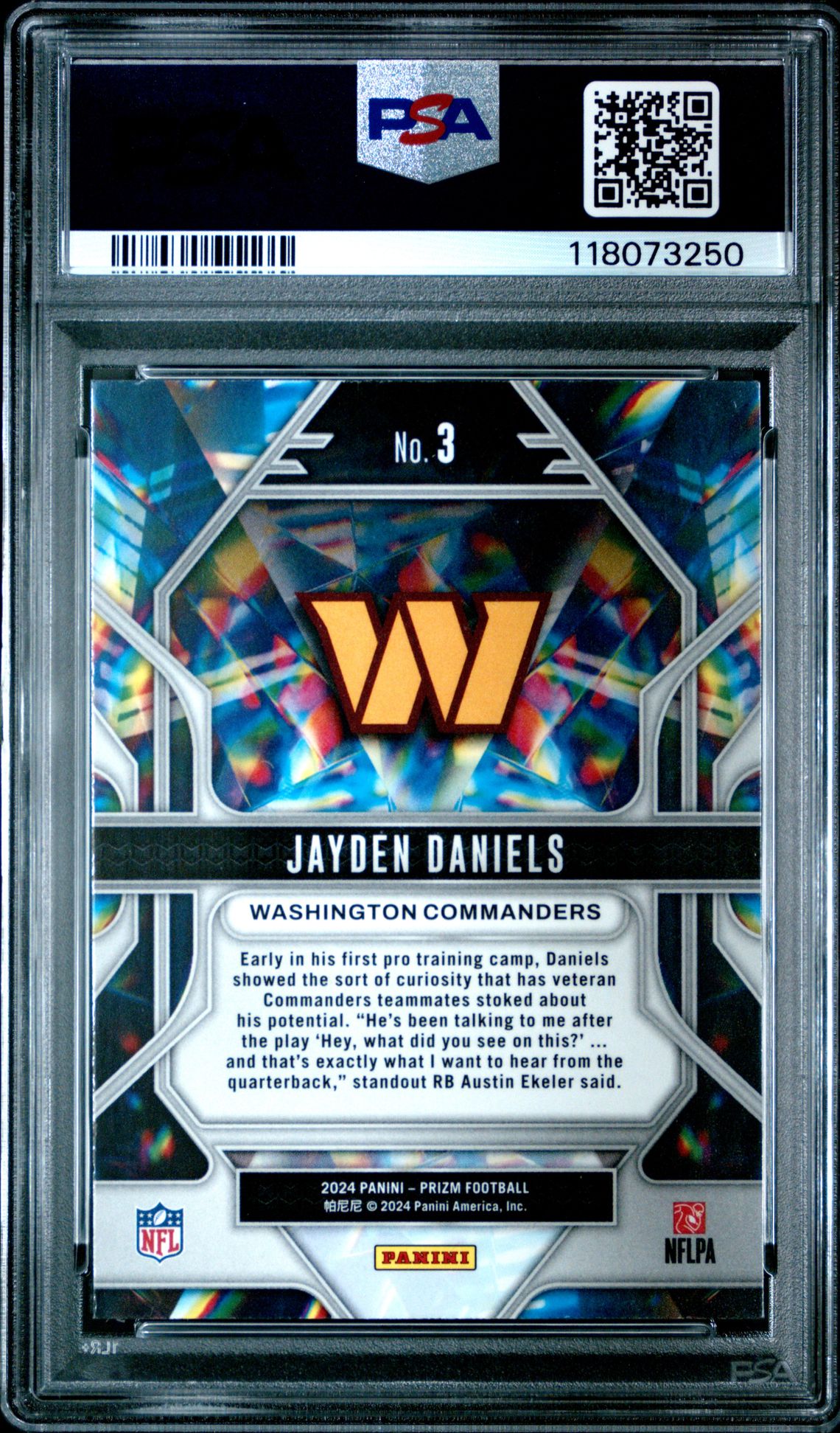2024 Panini Prizm Prizmatic Jayden Daniels #3 Mint 9 back
