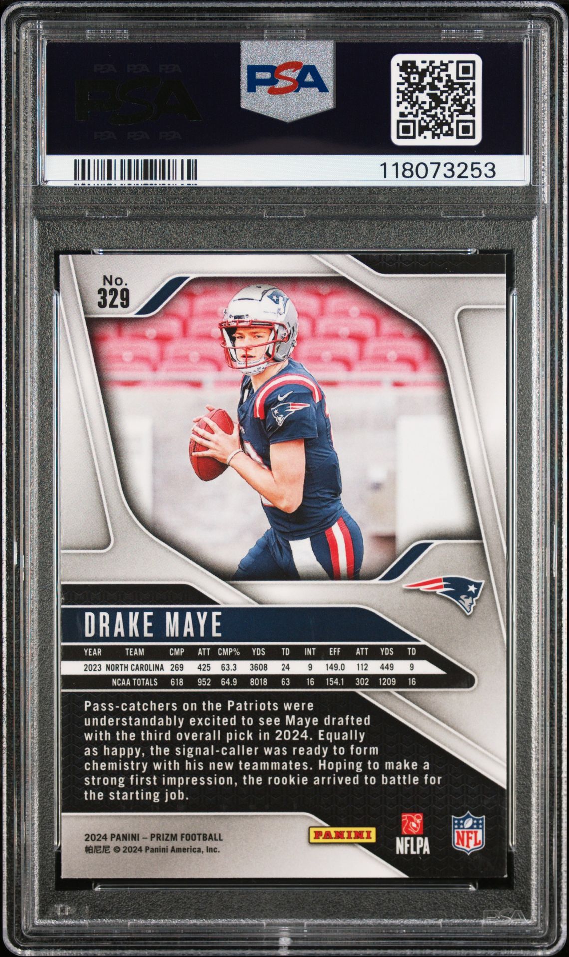 2024 Panini Prizm Drake Maye #329 Mint 9 back