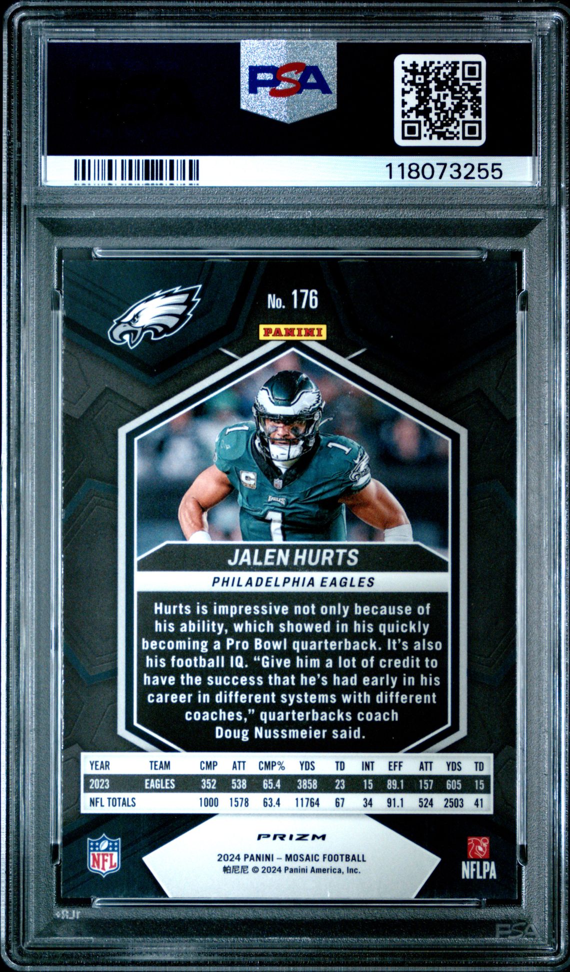 2024 Panini Mosaic Jalen Hurts #176 (Green) Nm-Mt 8 back