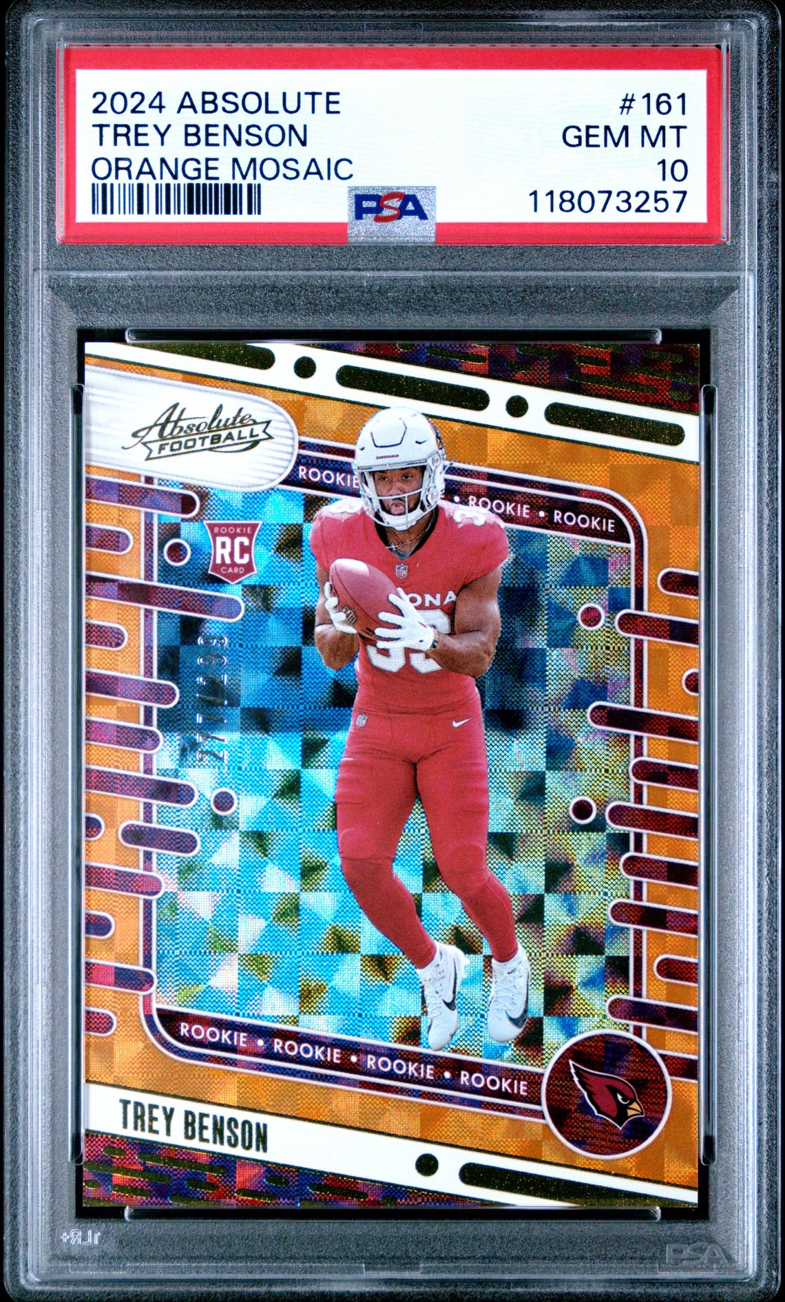 2024 Panini Absolute Trey Benson #161 (Orange Mosaic) Gem Mt 10 front