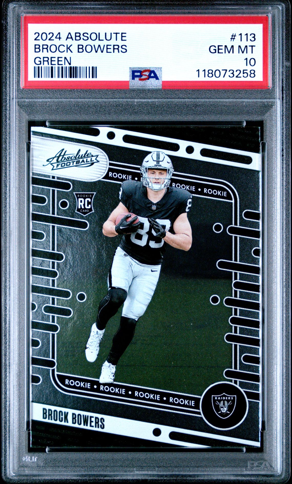 2024 Panini Absolute Brock Bowers #113 (Green) Gem Mt 10 front