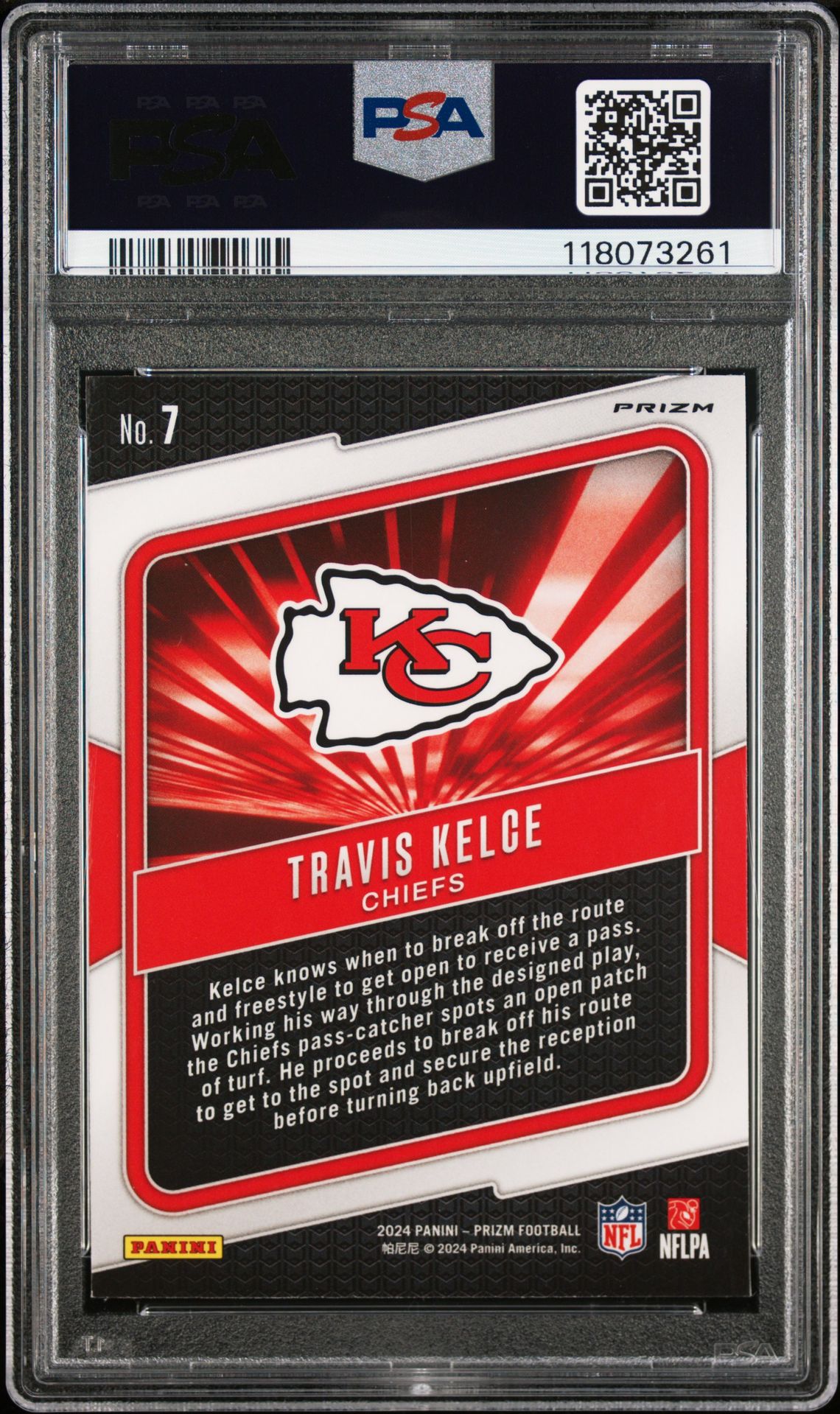 2024 Panini Prizm Hype Travis Kelce #7 (Hype-Green Prizm) Mint 9 back